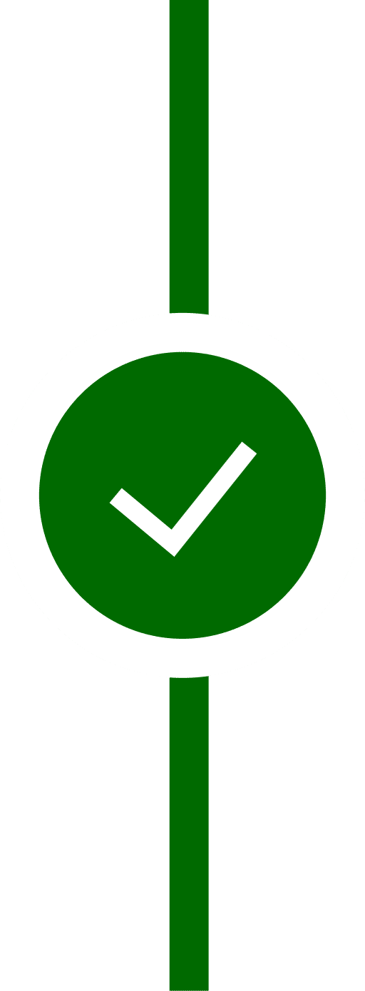 Green check mark on black background.